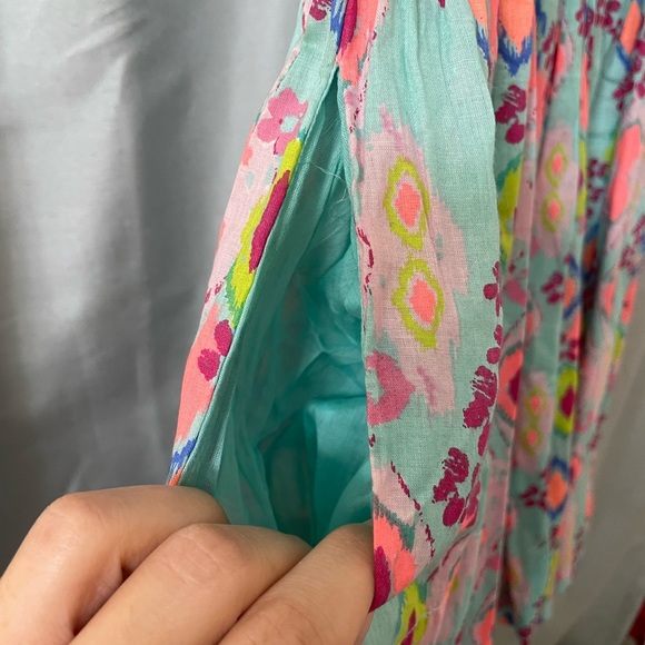 dELiA*s Aqua Neo Tribal Ska Asymmetrical Pattern Flare Dress with Pockets NWT - Picture 2 of 6